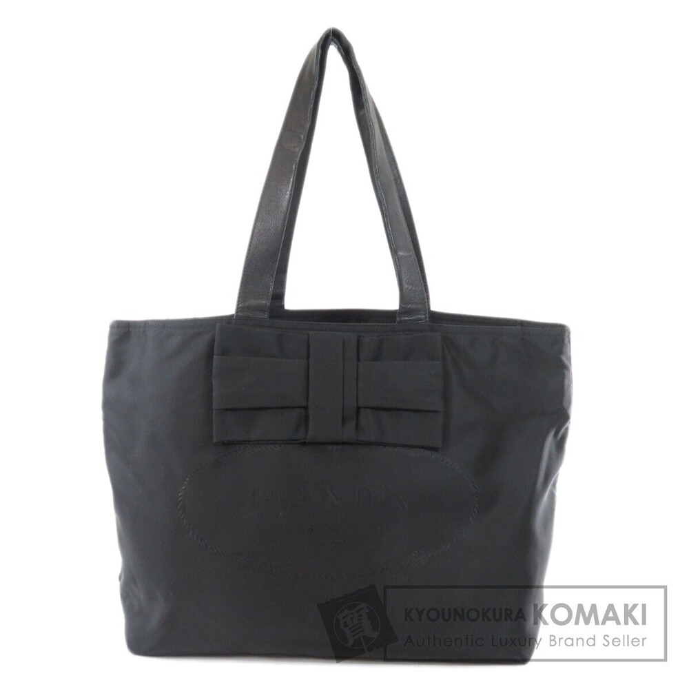 Prada logo motif tote bag leather